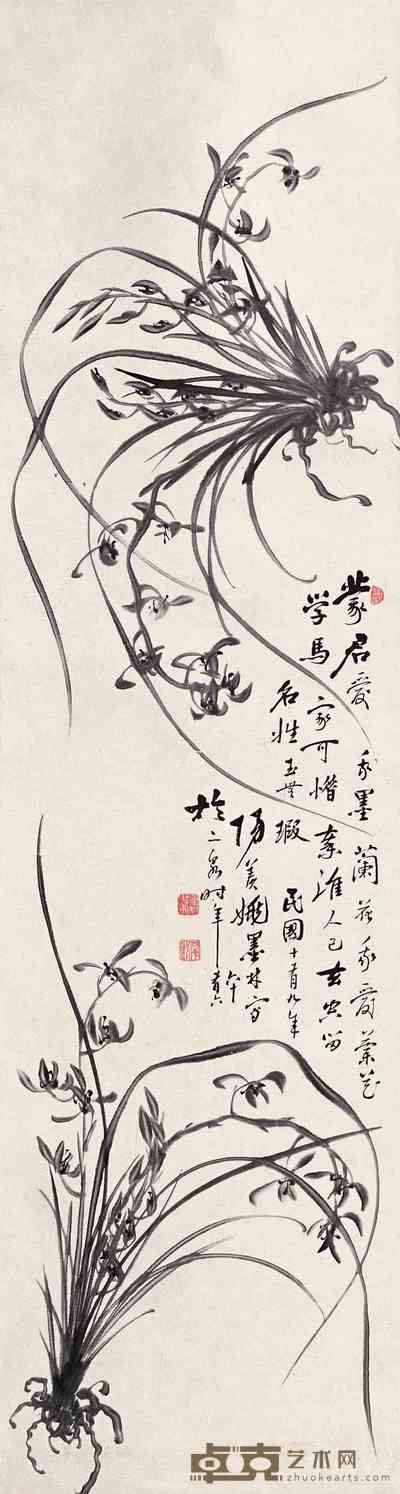 姚墨林 兰花图 立轴 141×39cm